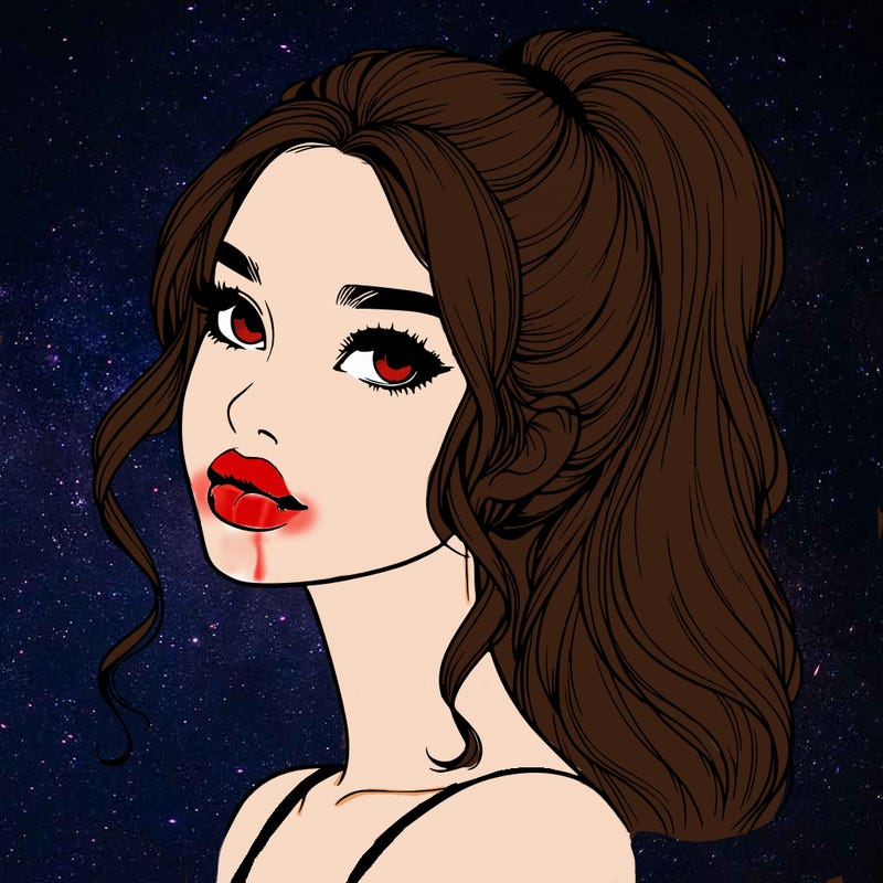 realistic girl with a ponytail on her hair and lips