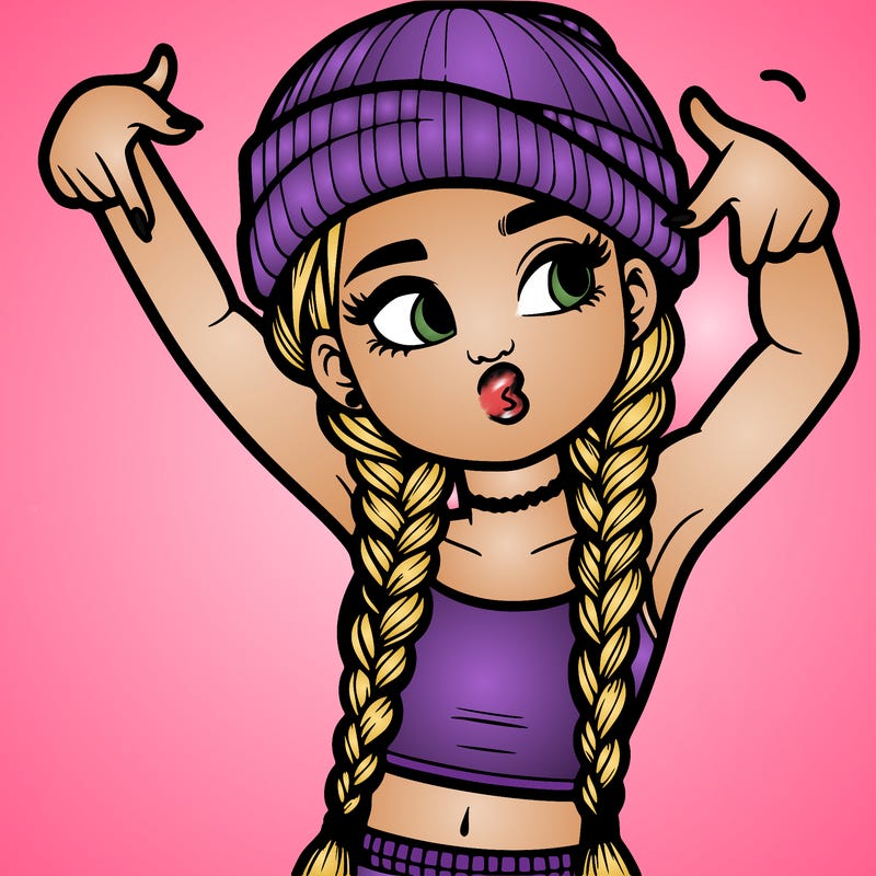 realistic teenage girl with braids and a beanie and crop top doing 🫶🏼