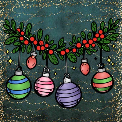 christmas garland with big bulbs