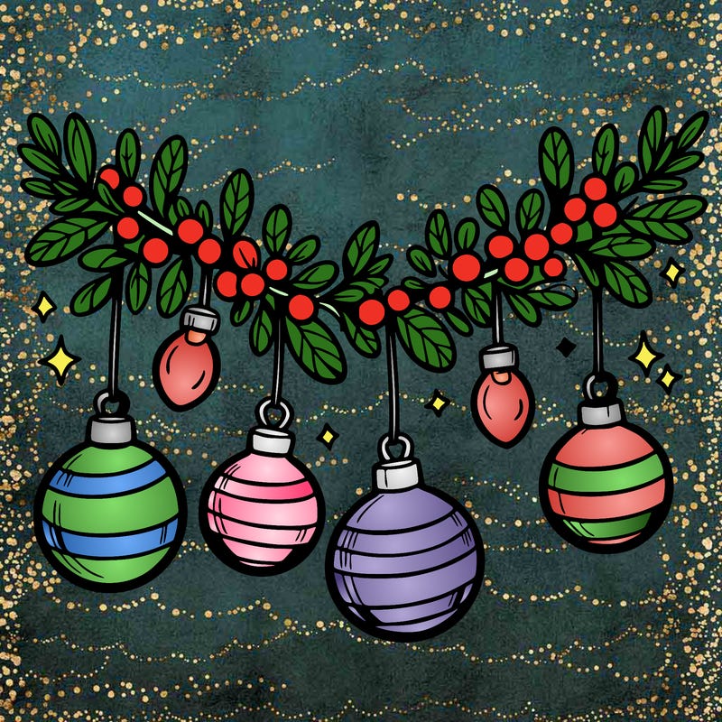 christmas garland with big bulbs