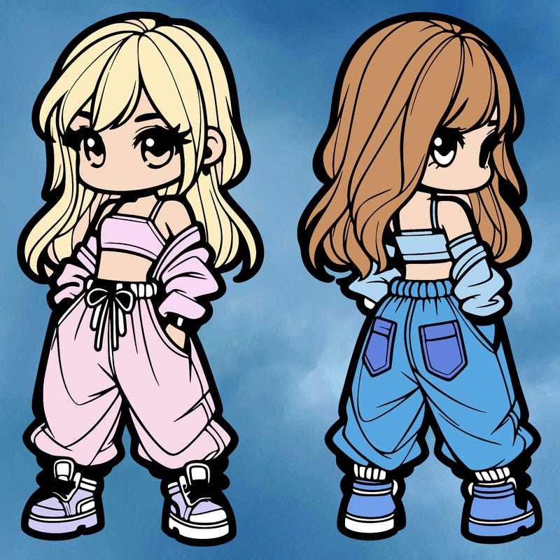 girl in crop top and baggy pants