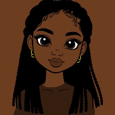 a realistic black girl with braids