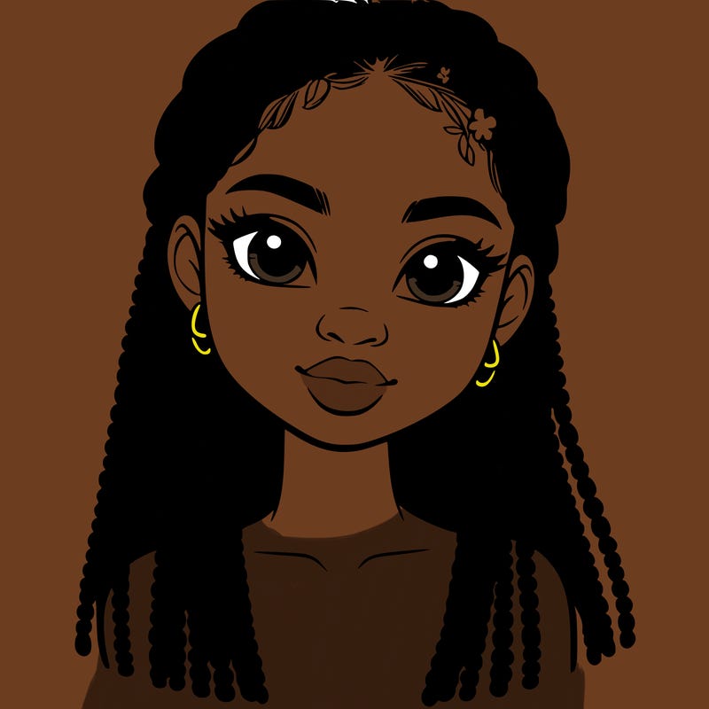 a realistic black girl with braids