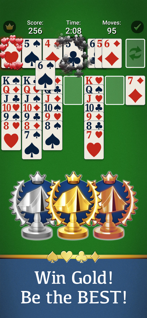 Solitaire - Tablero de juego de Solitario con trofeos de oro, plata y bronce