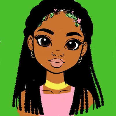 a realistic black girl with braids
