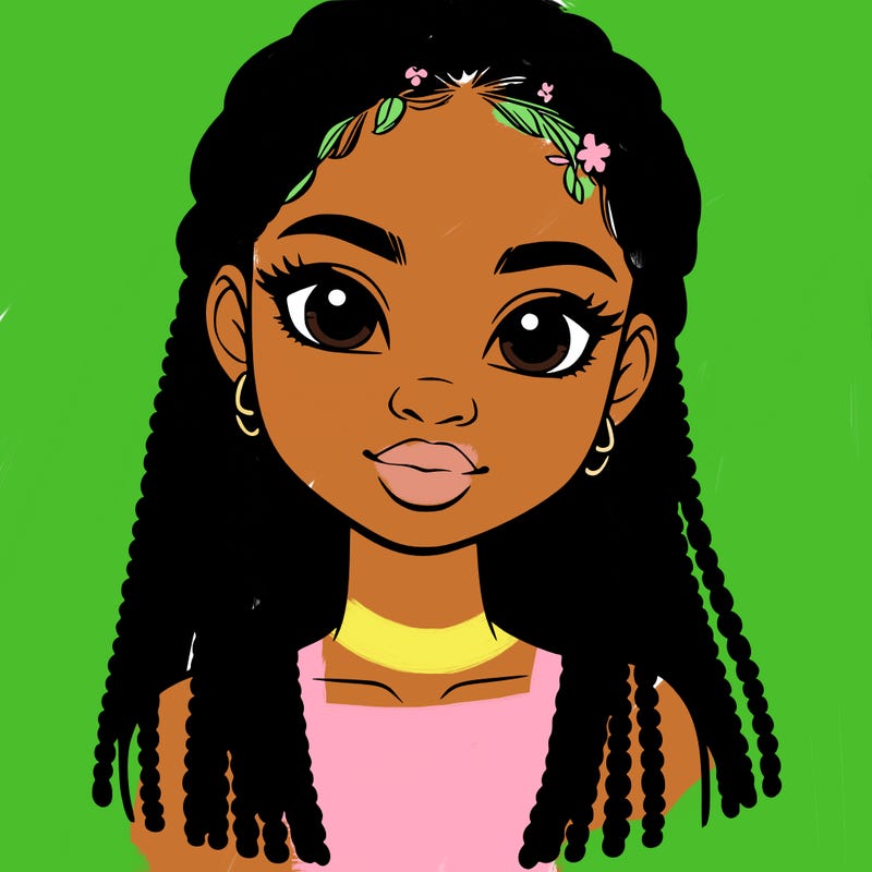 a realistic black girl with braids