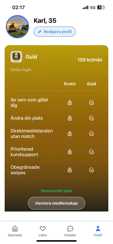 FishBud - FishBud mobile app screen showing premium Gold subscription features and comparison table.