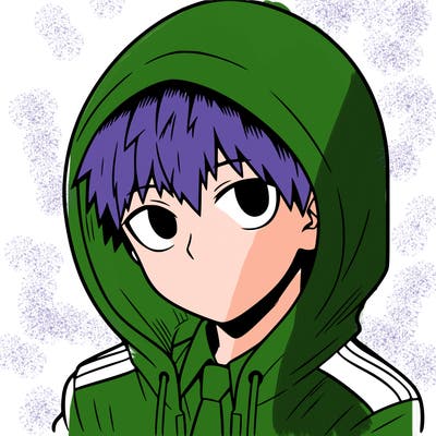 manga character with a hoodie