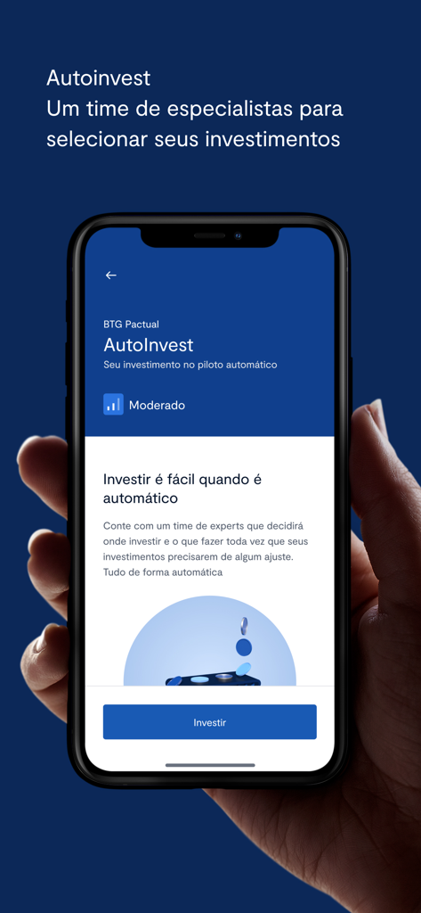 BTG Pactual Investimentos - BTG Pactual Investimentos app screen showing the AutoInvest feature for automated investment management