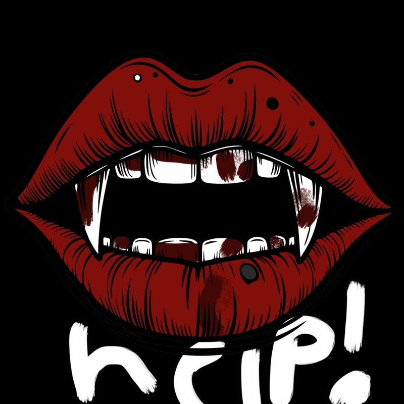 lips with vampire teeth