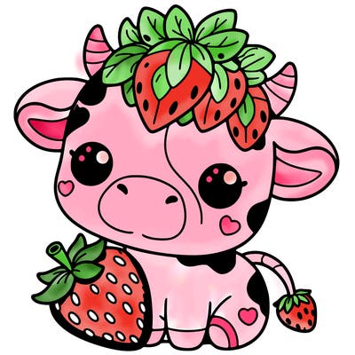 cute strawberry cow