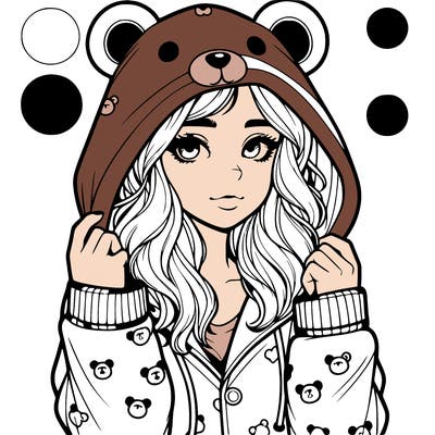 realistic girl in a animal pjs hoodie