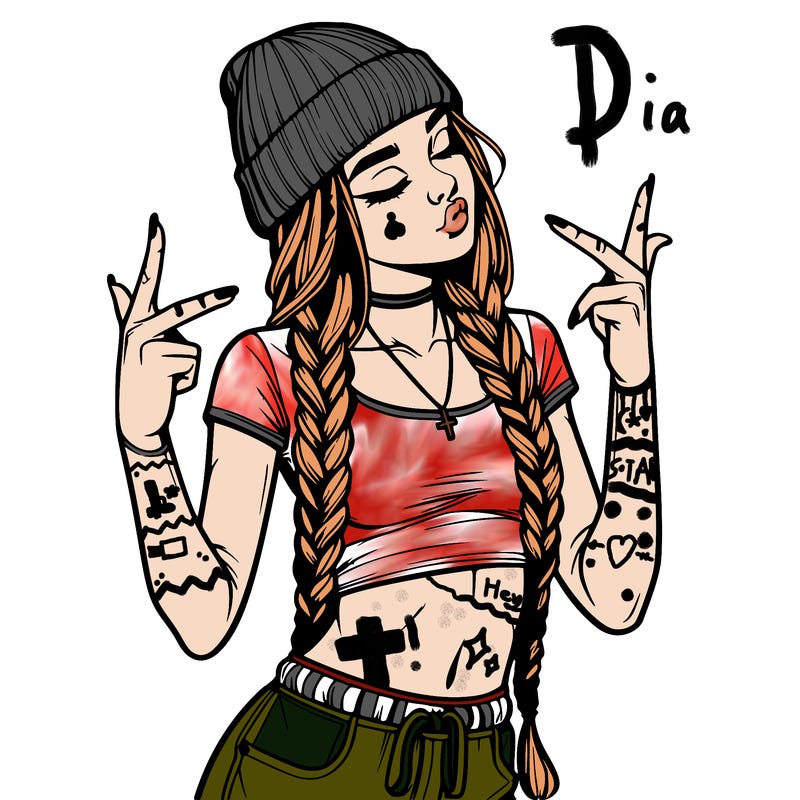 realistic teenage girl with braids and a beanie and crop top doing 🫶🏼