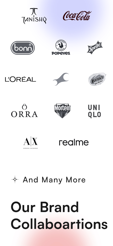 Viral Pitch - Colaborações de marcas do Viral Pitch apresentando logotipos de parceiros como Coca-Cola L'Oreal e Uniqlo