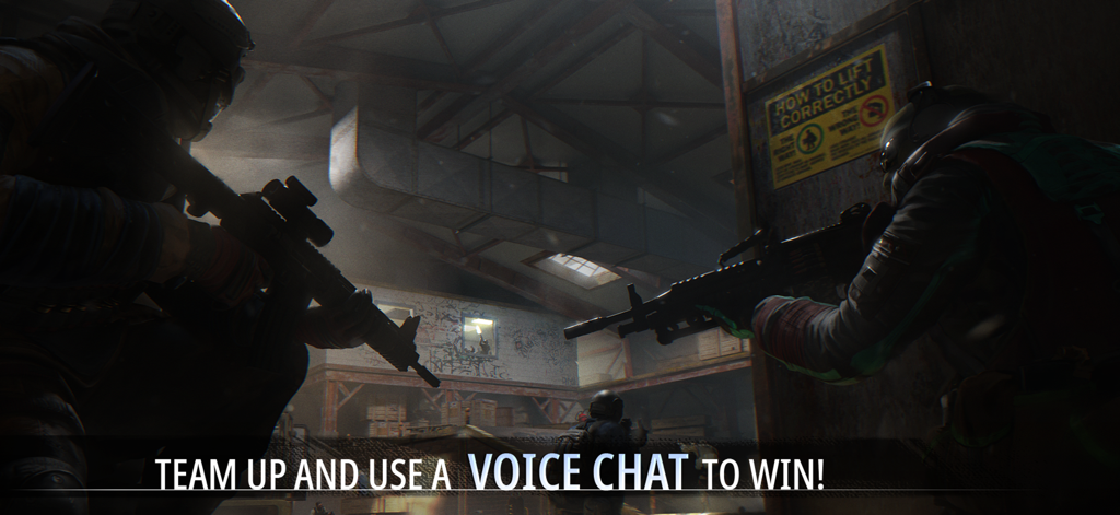 Special Forces Group 3 - Two soldiers in a warehouse using voice chat in Special Forces Group 3
