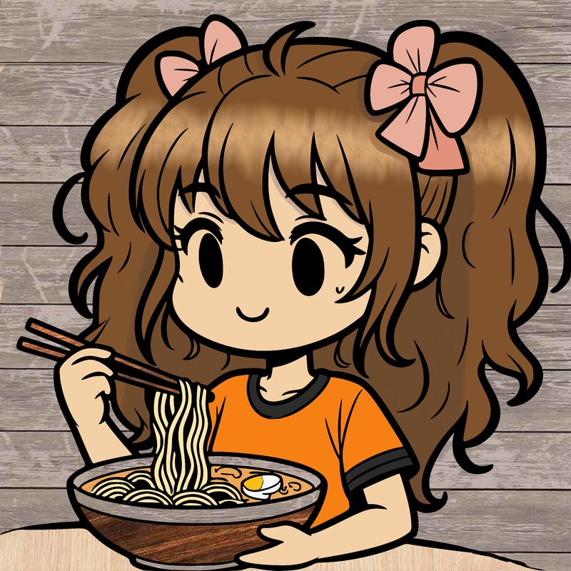 a girl eating ramen