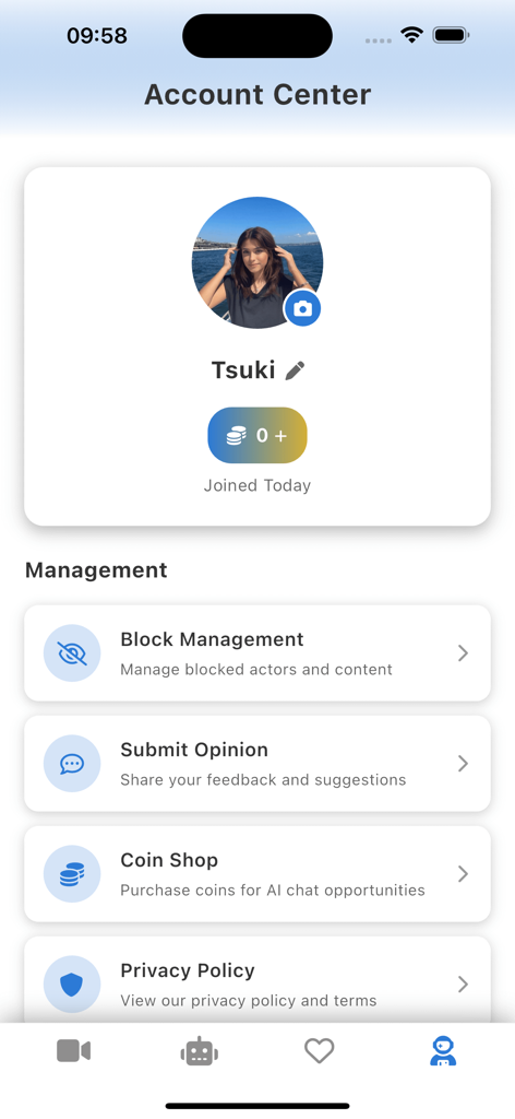 Miro app Account Center displaying user profile and settings management