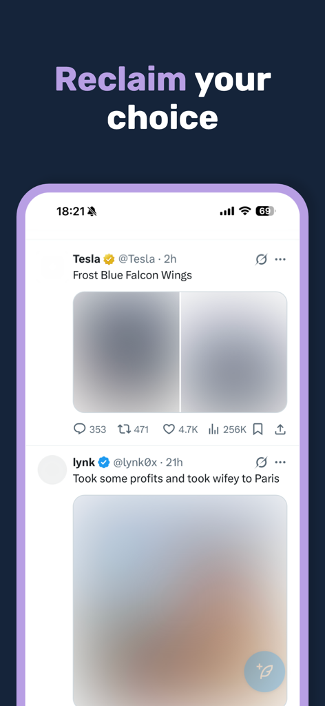 Blur. Image Video Blur - iPhone screen showing blurred images on a social media feed for privacy and focus