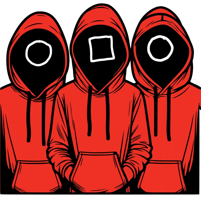 3 faceless people in  hoodies