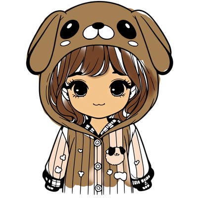 realistic girl in dog pjs