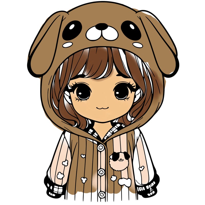 realistic girl in dog pjs