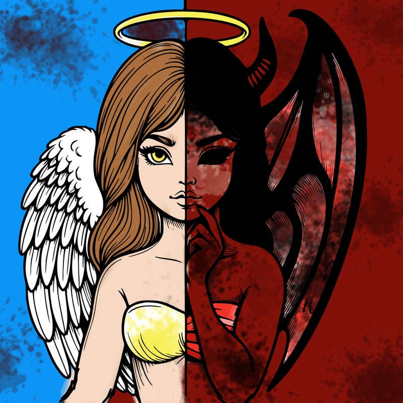 realistic angel half demon