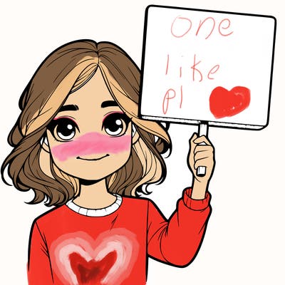 realistic girl holding up a sign