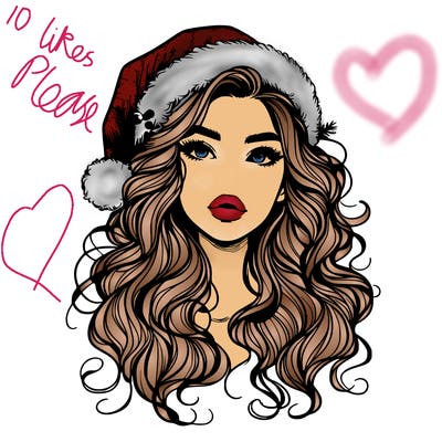 realistic christmas girl with wavy hair and lips