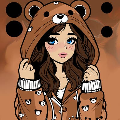 realistic girl in a animal pjs hoodie