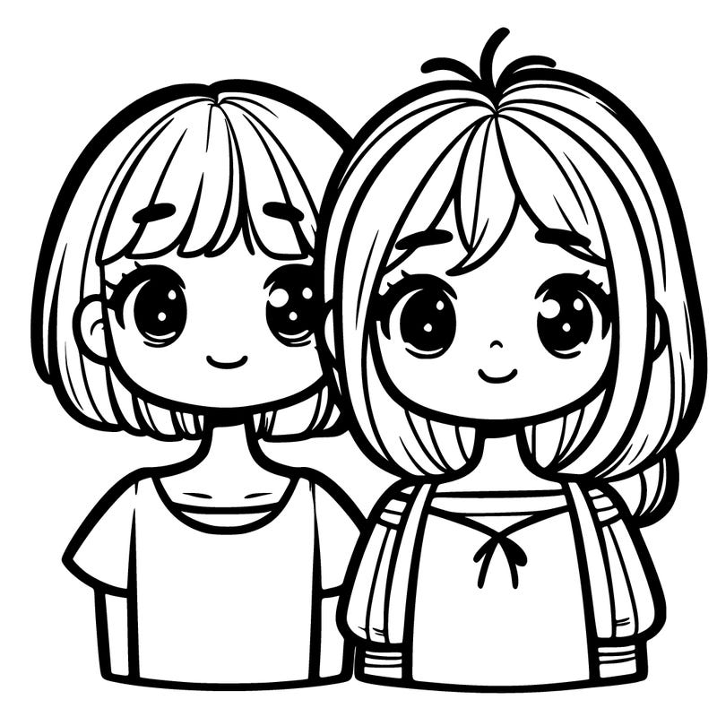 two girls,one with short hair and one with long hair