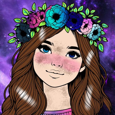 realistic girl with flower crown