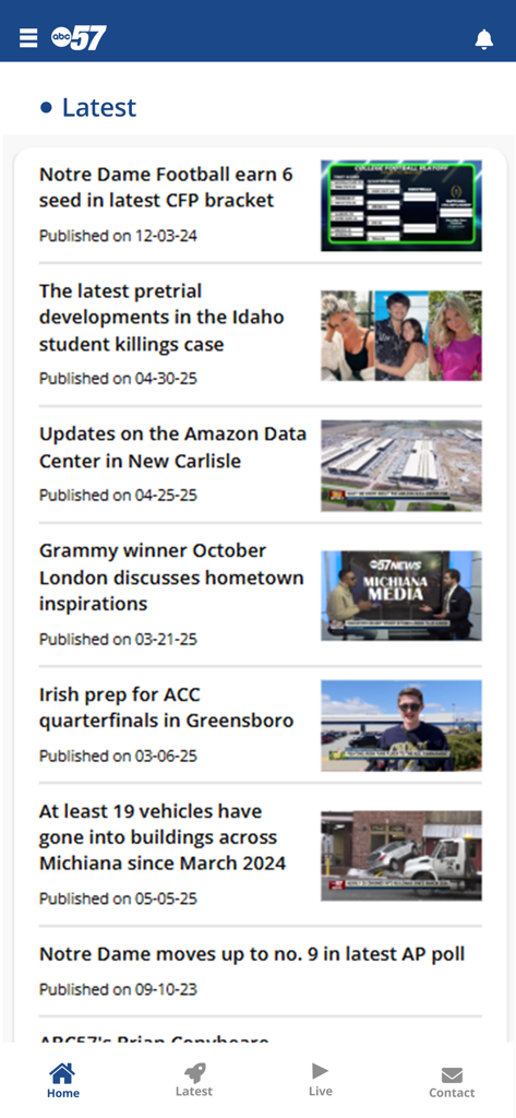 Latest local news headlines on the ABC 57 News mobile app.