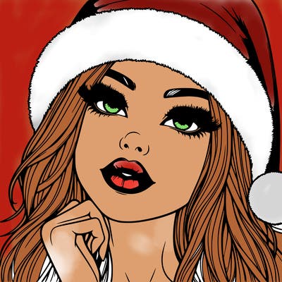 realistic christmas girl with lips