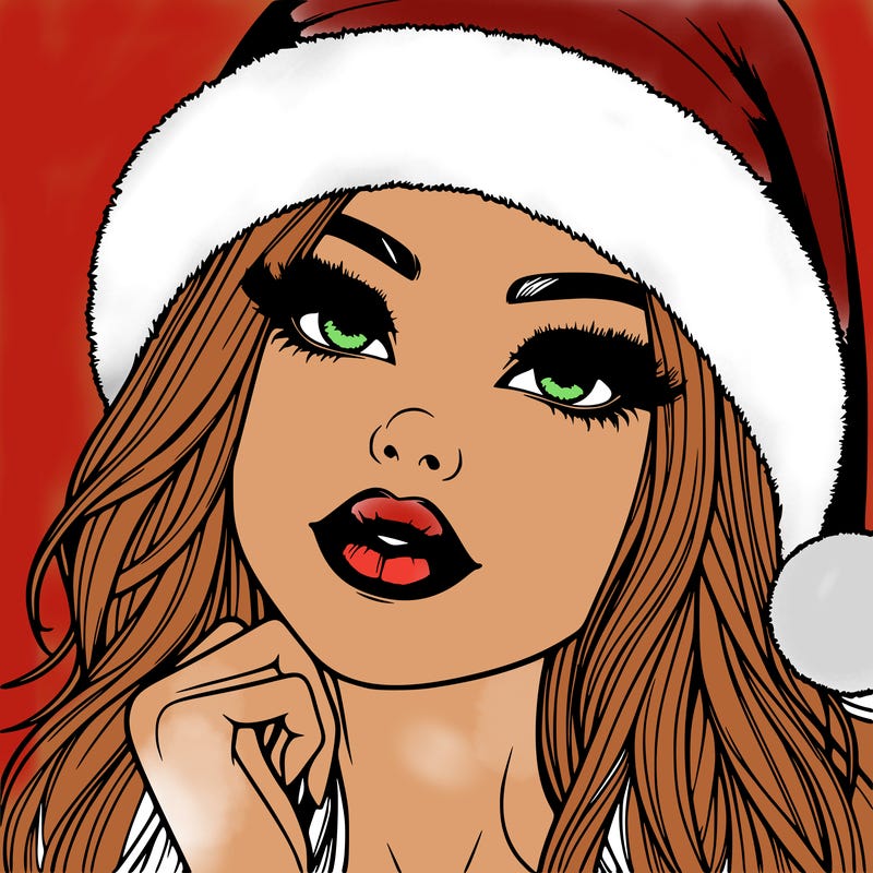 realistic christmas girl with lips