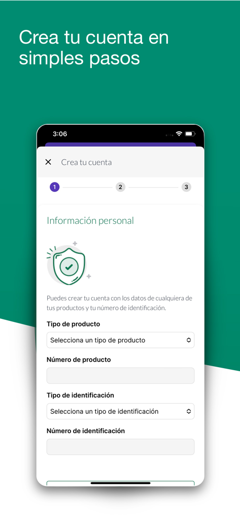 Pantalla de registro de la aplicación móvil Banesco RD mostrando el proceso de creación de cuenta.