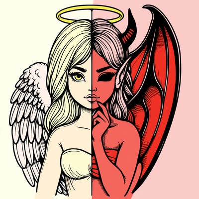 realistic angel half demon