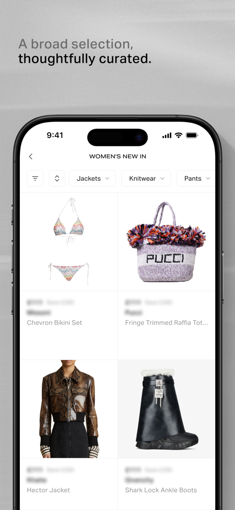 A curated selection of women's luxury clothing and accessories on the MILE app.