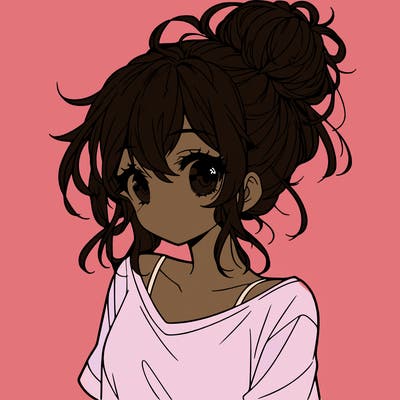 a beautiful anime girl with a messy bun
