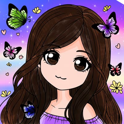 realistic girl with butterflies around her