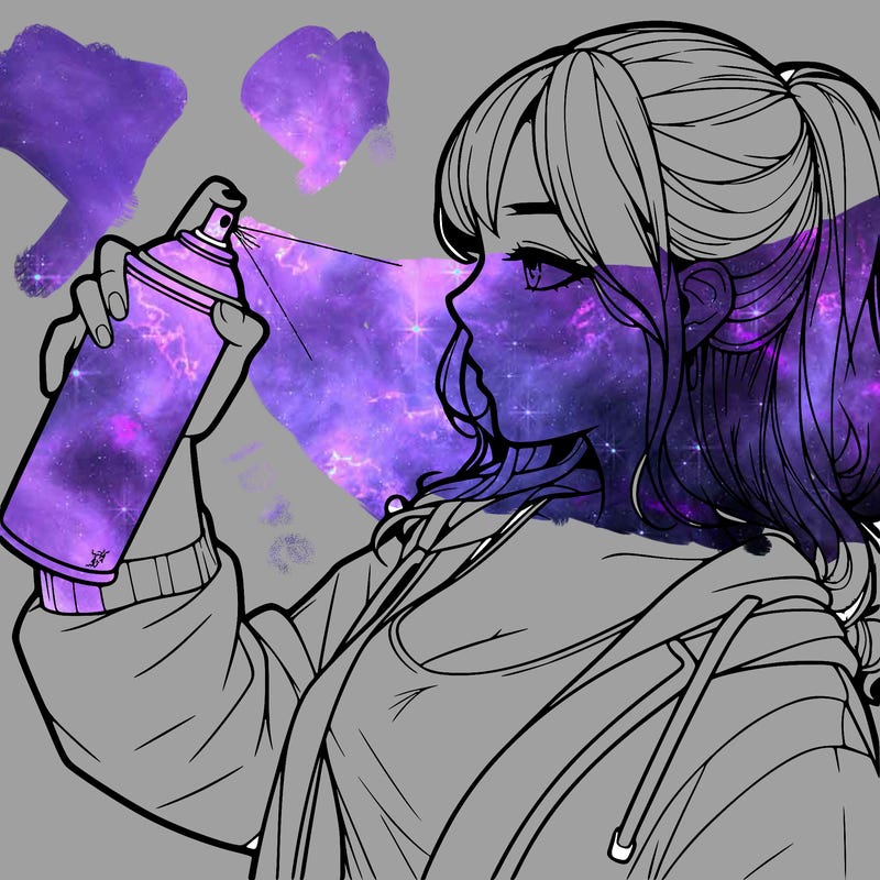 a realistic girl spray, painting