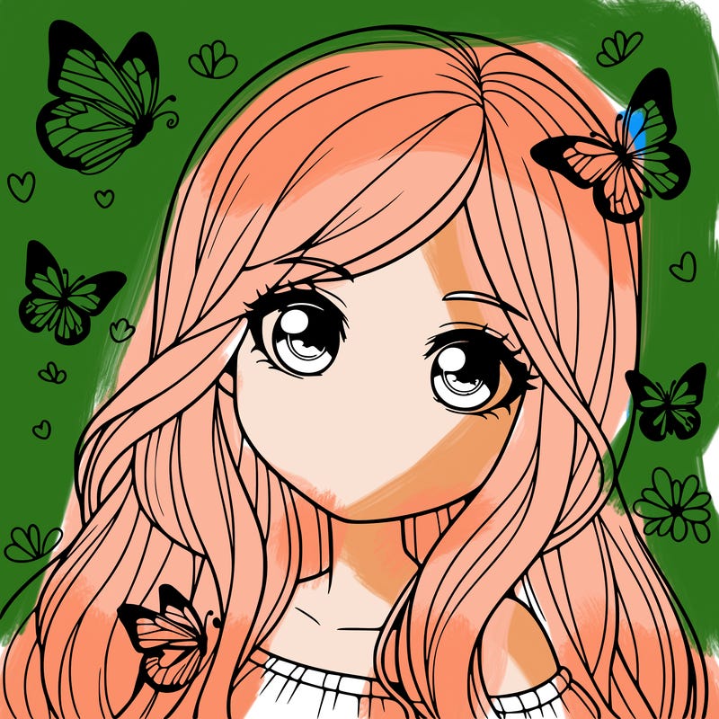 realistic girl with butterflies around her