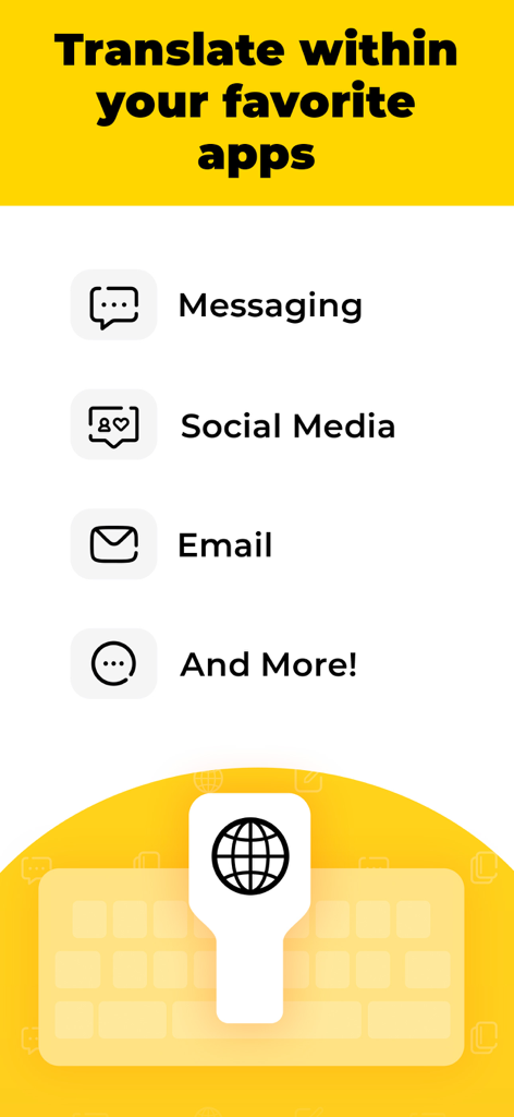TypeOn: Ai Keyboard Translator - TypeOn AI keyboard translator integrated with messaging social media and email apps