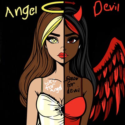 devil vs angel realistic girl