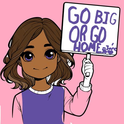 realistic girl holding up a sign