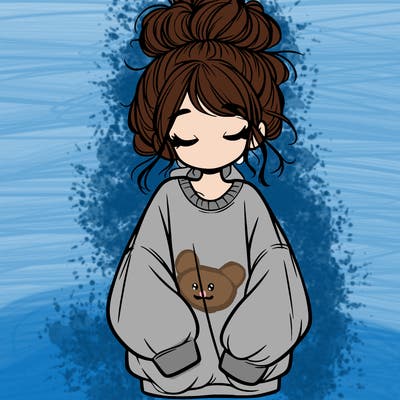 girl with baggy sweatshirt and messy bun