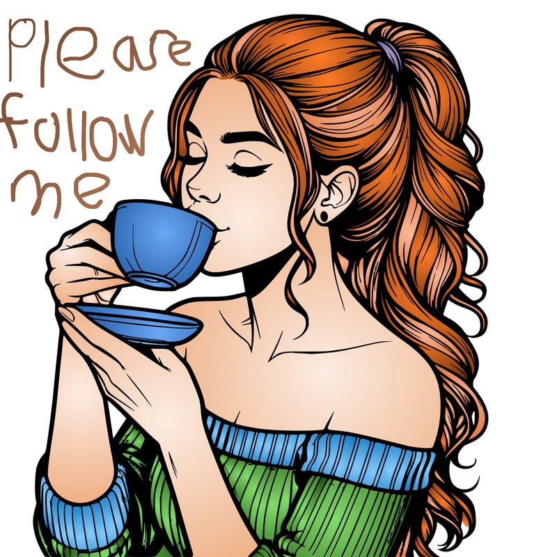 realistic woman drinking tea