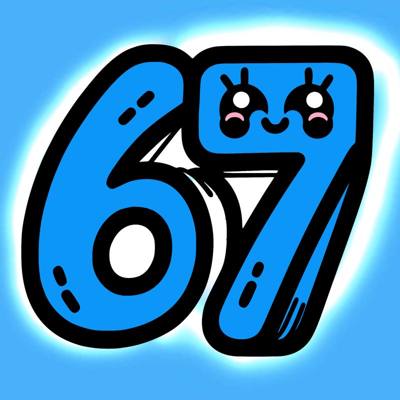 the numbers 67