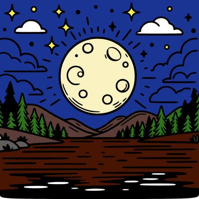 moonlight shining on a lake