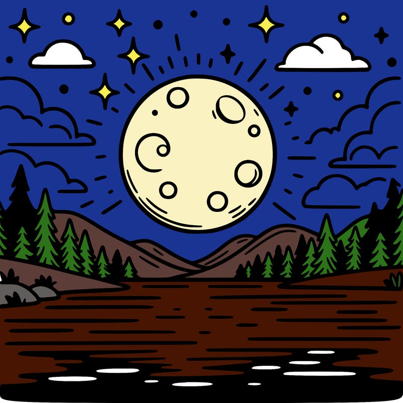 moonlight shining on a lake