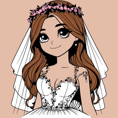 realistic girl in a wedding dress